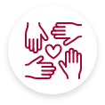 4 hands around a heart icon representing commercial Not-for-Profit Services