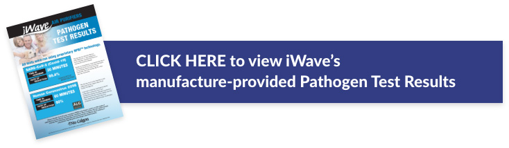 call to action to download iWave's pathogen test results pamphlet for air purification 