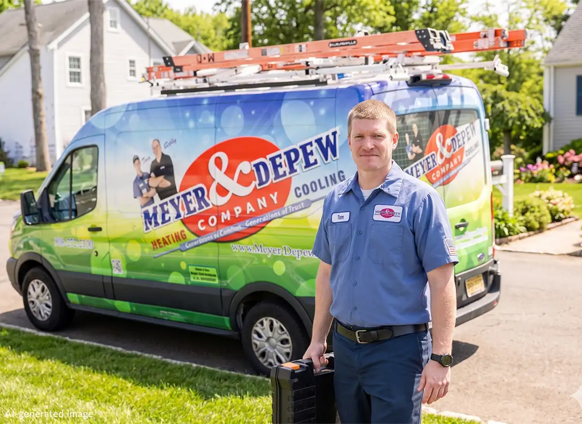 A photo of Tom from Meyer & Depew with the company van.